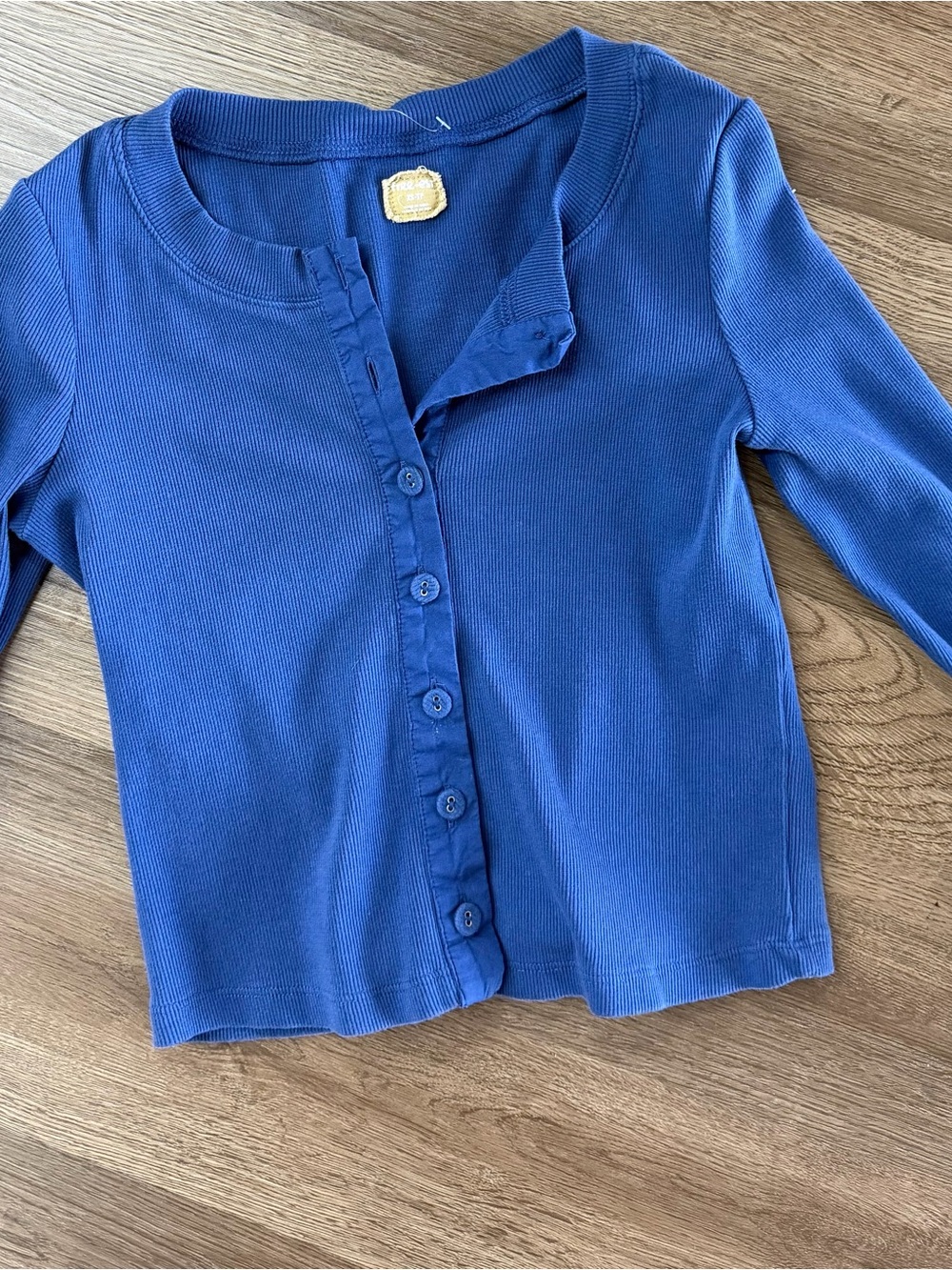 Free People Girls' Blue Ribbed Button-Down Top